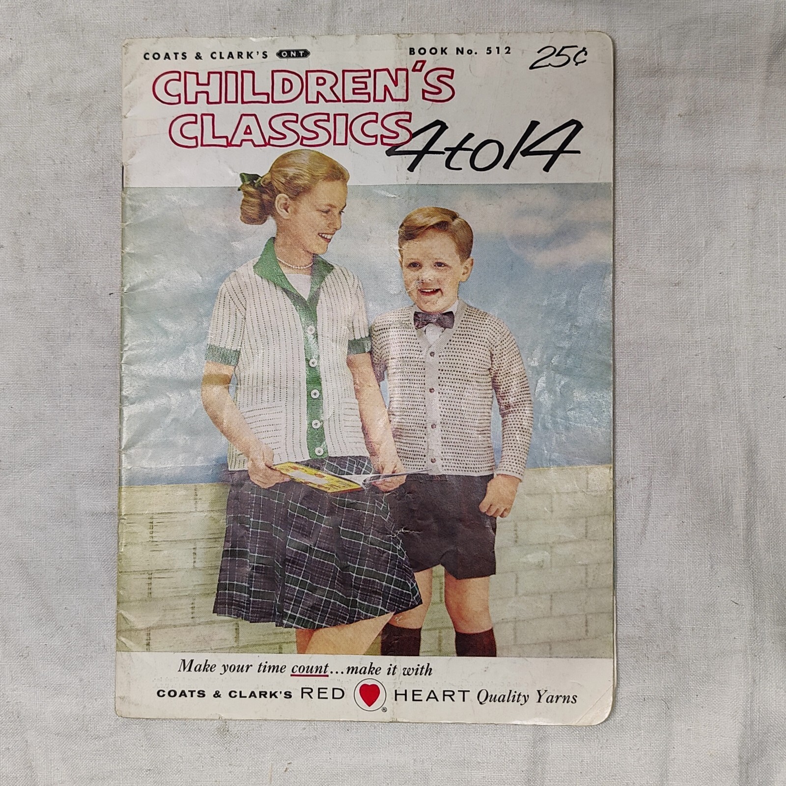 1956 Childrens Classics Yarn Knitting Crochet Pattern Book Coats & Clark 512