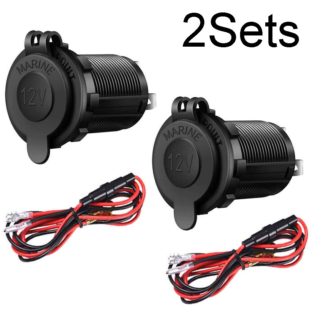 2Sets Cigarette Lighter Socket Power Outlet Socket Receptacle Car Motorcycle ATV
