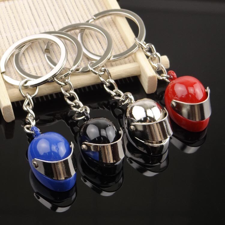 Creative Stereo Motorcycle Bicycle Simulation Helmet Keychain Backpacks Key Ring