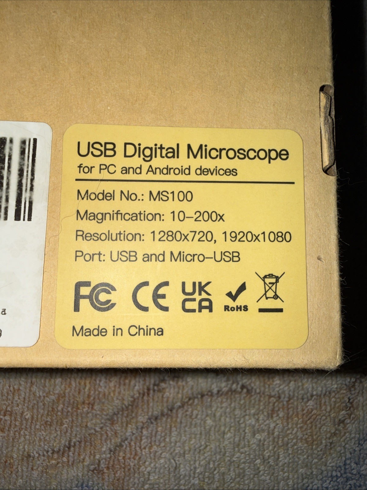 2 NEW IN BOX Portable Digital Microscope HD 200X Magnification 2.0 Sensor MS100