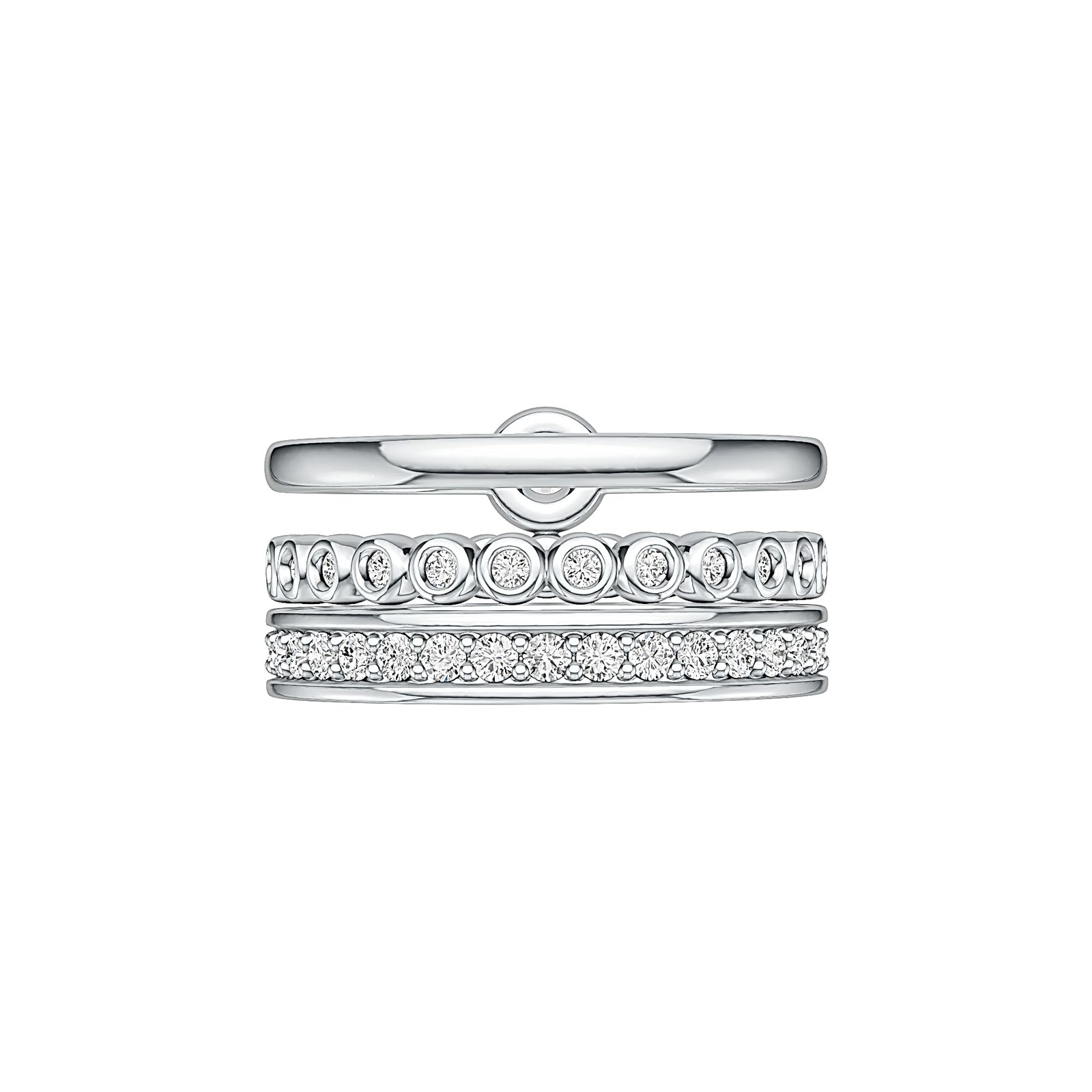 Sterling Silver Semi Mount Ring Setting Round RD 3.5mm Stackable w/ White Topaz