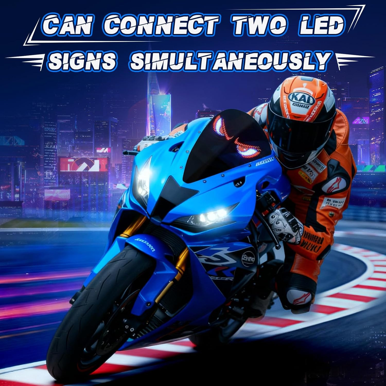 Tnuxey Devil Eyes Light for Motorcycle Windshield, 7''X3'' Flexible LED Light Si