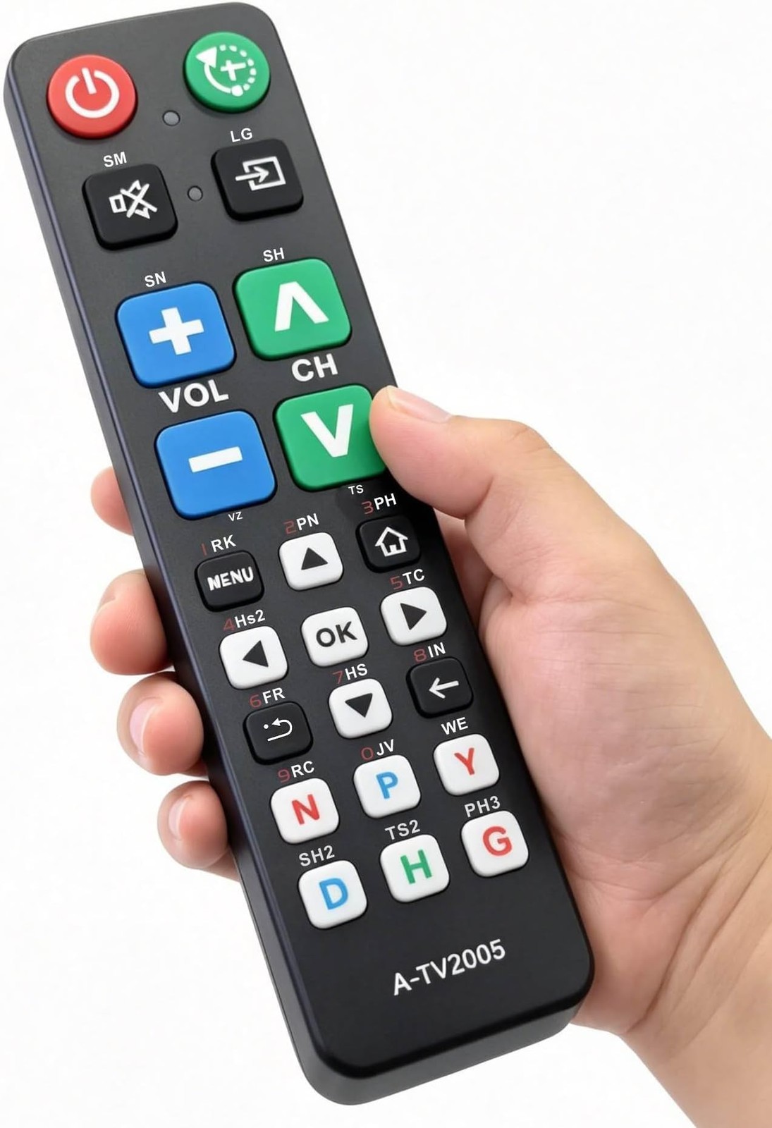 Big Button Universal TV Remote Simple Easy to Use, Great for Seniors, Works w...