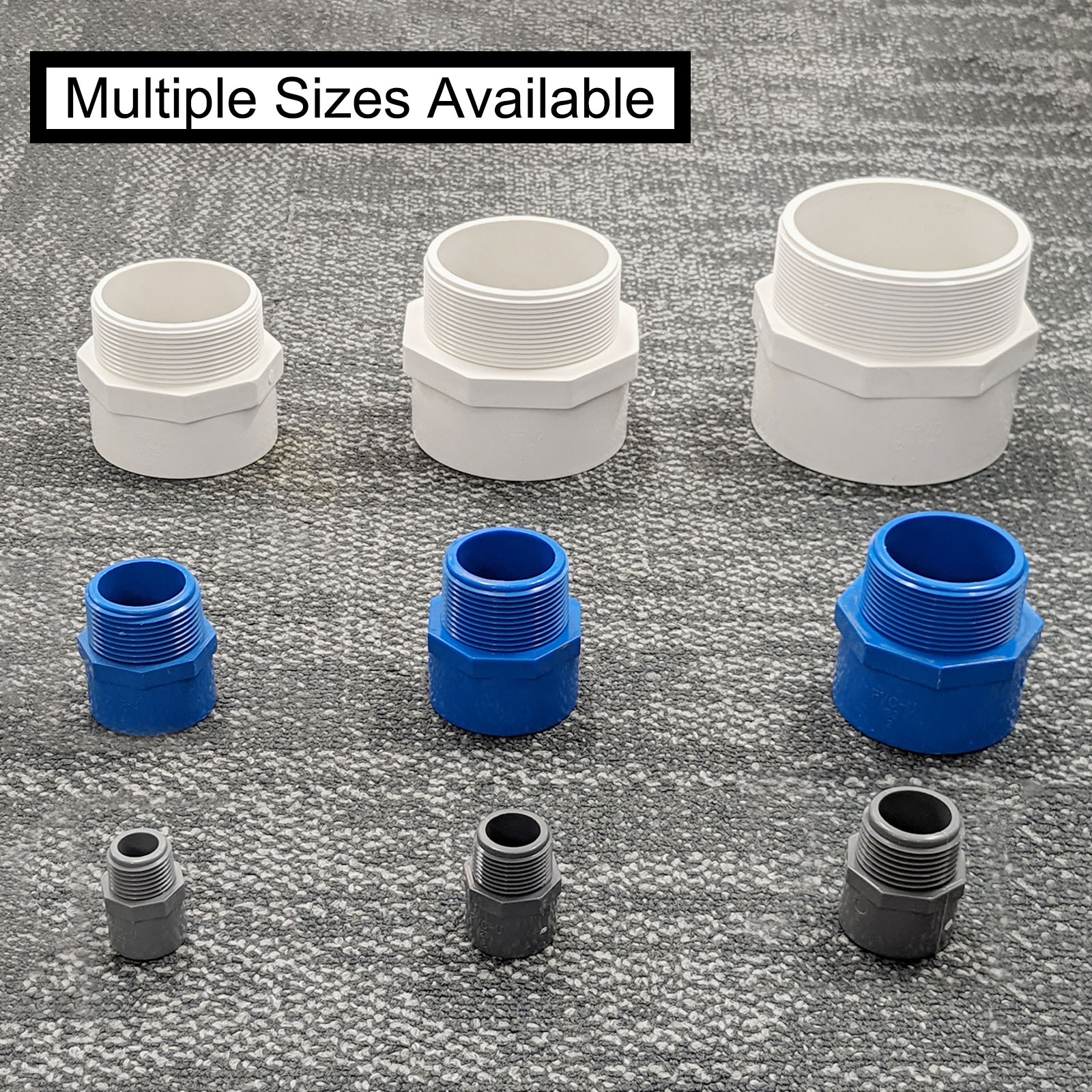 2 Pcs Union PVC Pipe Fitting 4" Male Adapter Thread Connector, White