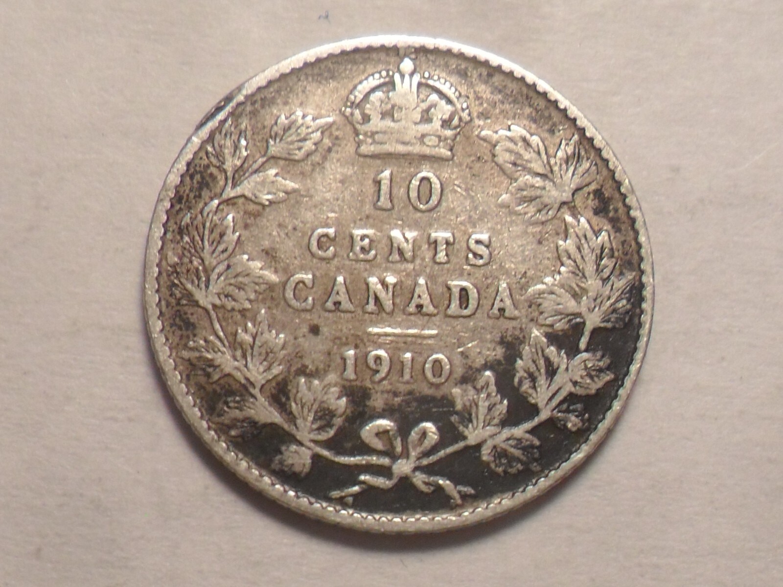 1910 NICE CANADA SILVER EDWARD VII 10 CENT KM#10 LOW MINTAGE 4,468,331!