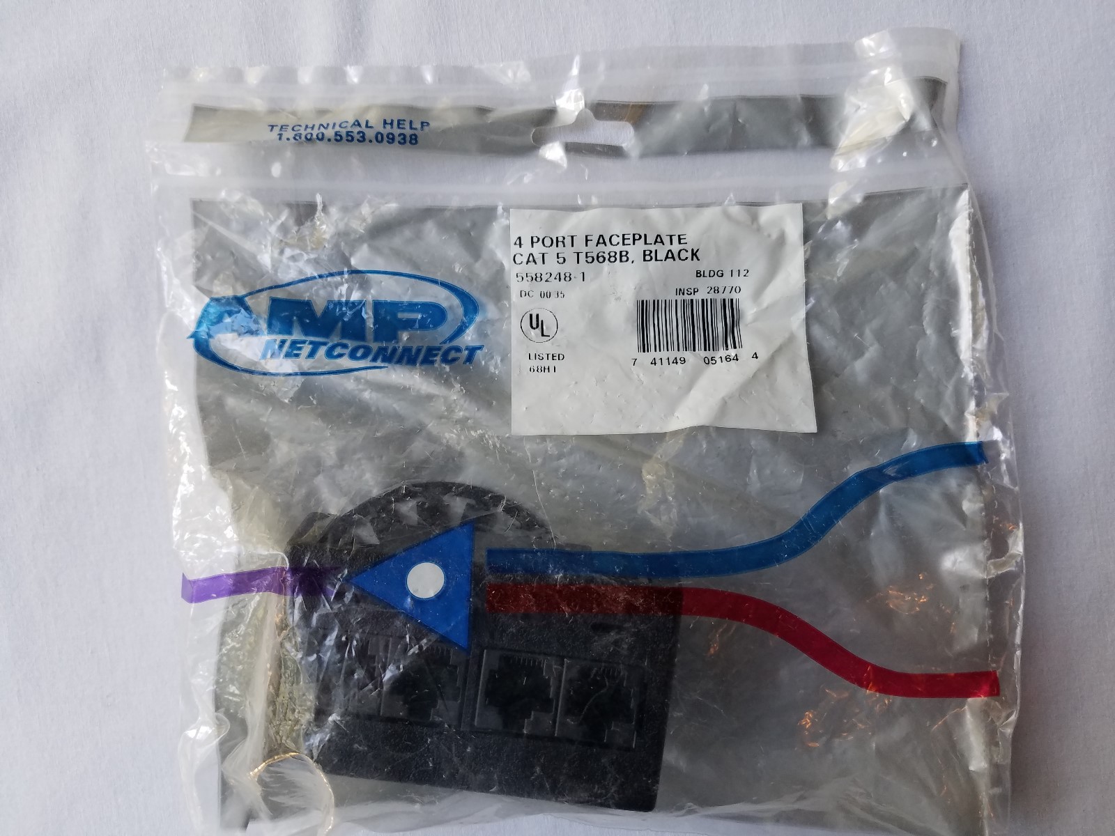 558248-1 AMP 4-Port Cat5 Loaded Faceplate System FLEX-MODE 110Connect - LOT OF 5