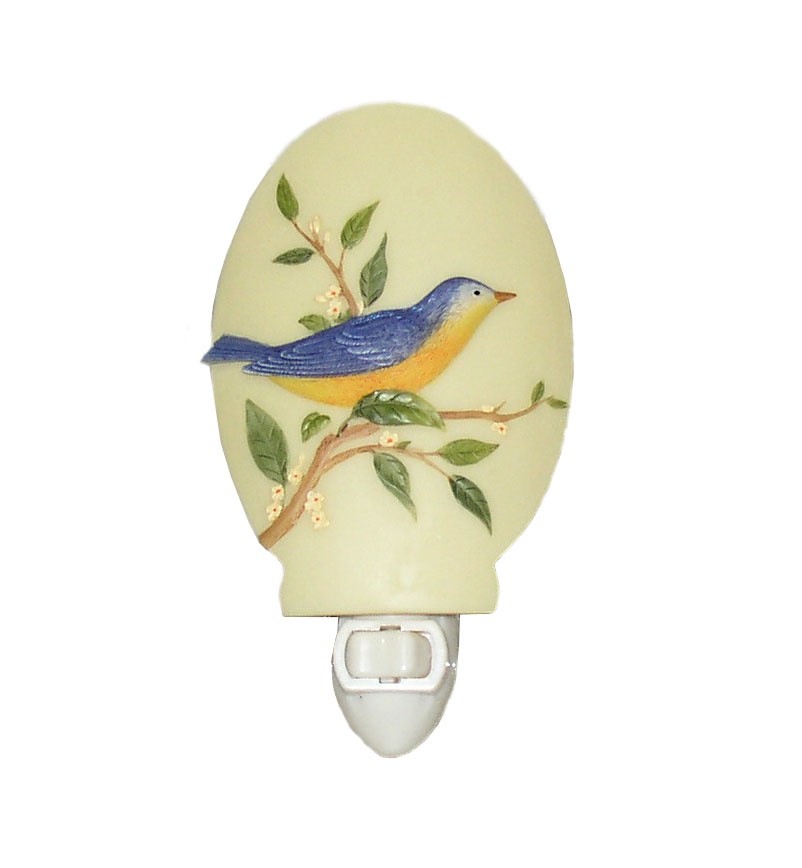 Blue Warbler on Sweet Olive Ibis and Orchid Night Light NEW
