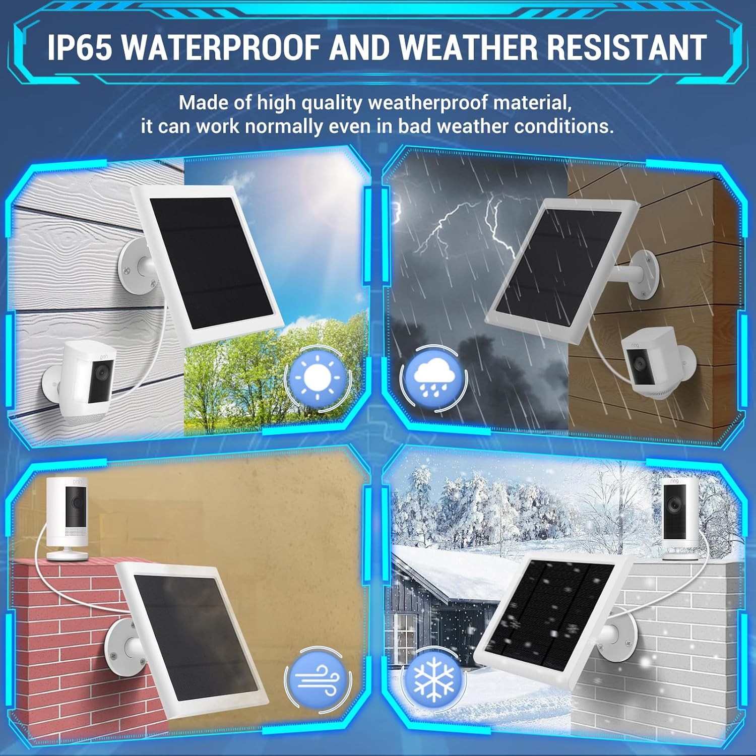 3 Pack - Solar Panel for Ring Camera, Compatible with Spotlight 3