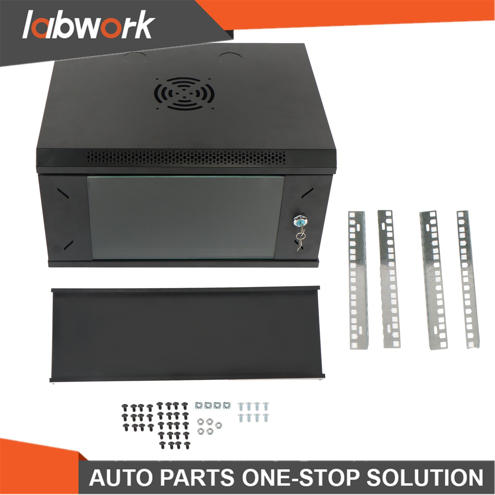 Labwork 6U Wall Network Cabinet w/ Locking Tempered Glass Door & 15.5" Depth