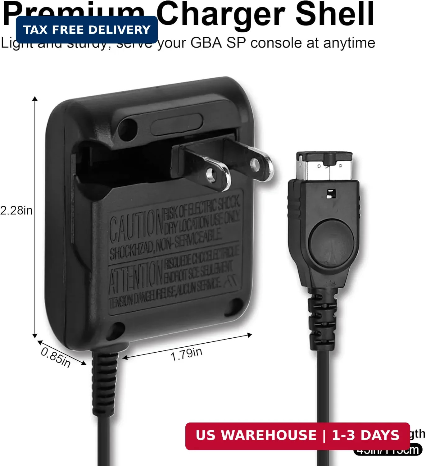 Replacement for Gameboy Advance SP Charger, AC Power Adapter & USB Charging Cabl