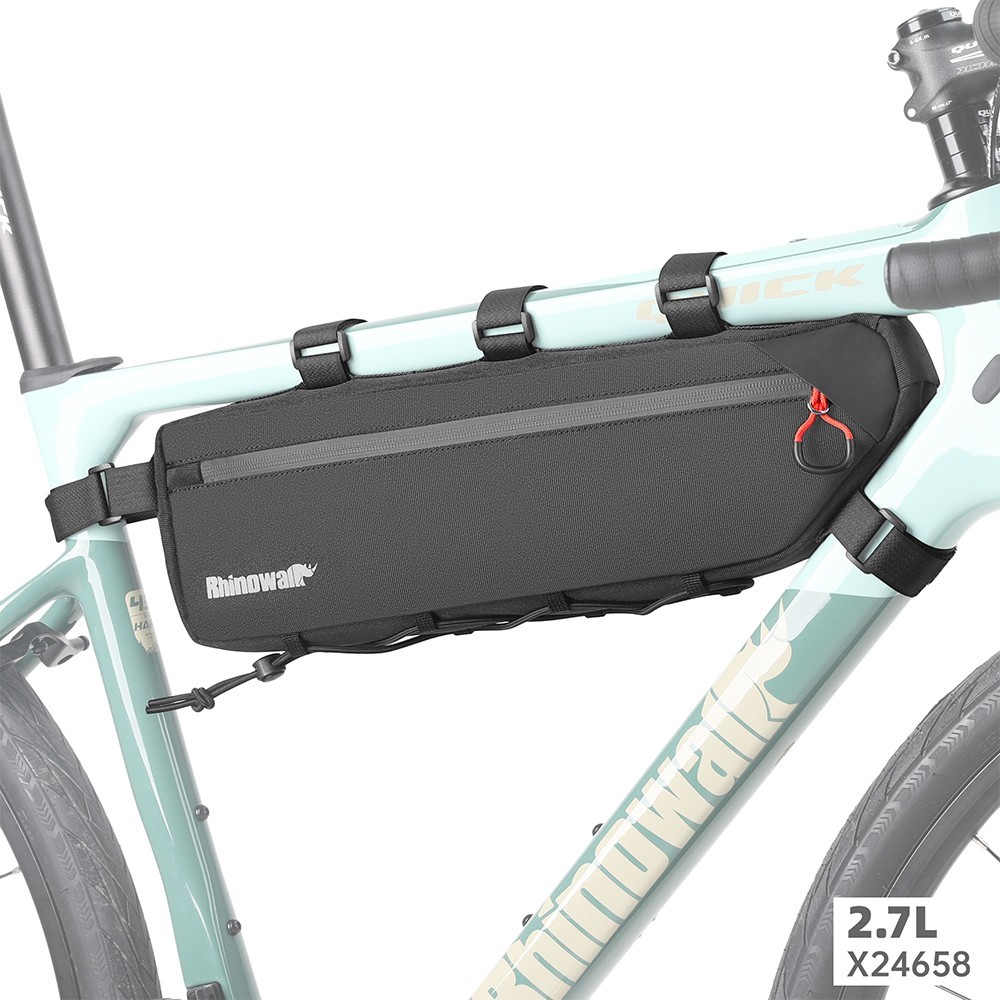 Rhinowalk Bicycle Down Tube Bag 2.7L Waterproof Cycling Travel Storage Bag Black
