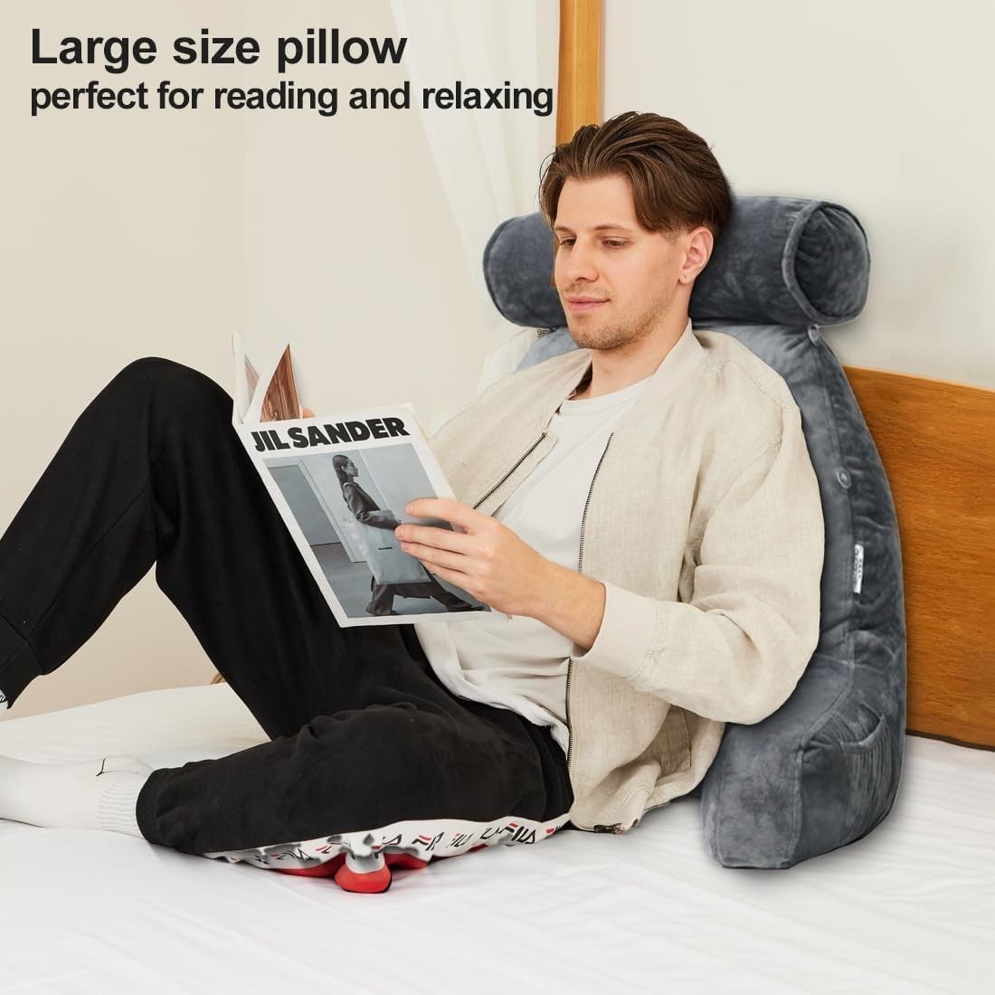 Comfy Back Support Pillow with Side Pocket & Handle