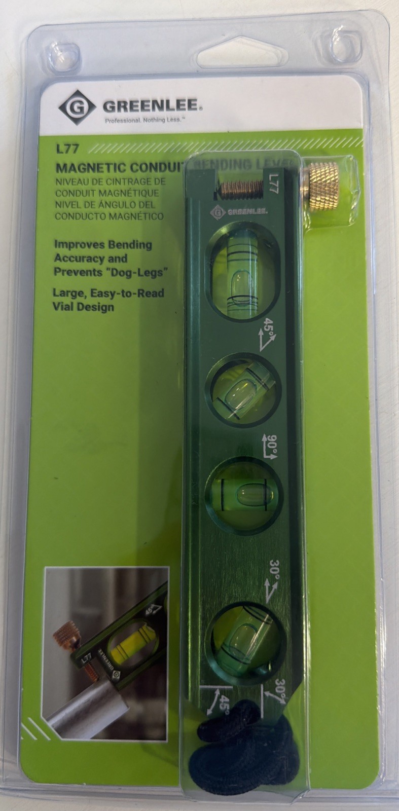 Greenlee L77 6-1/2" 4 Vials Professional Grade Mini Magnetic Bubble Level