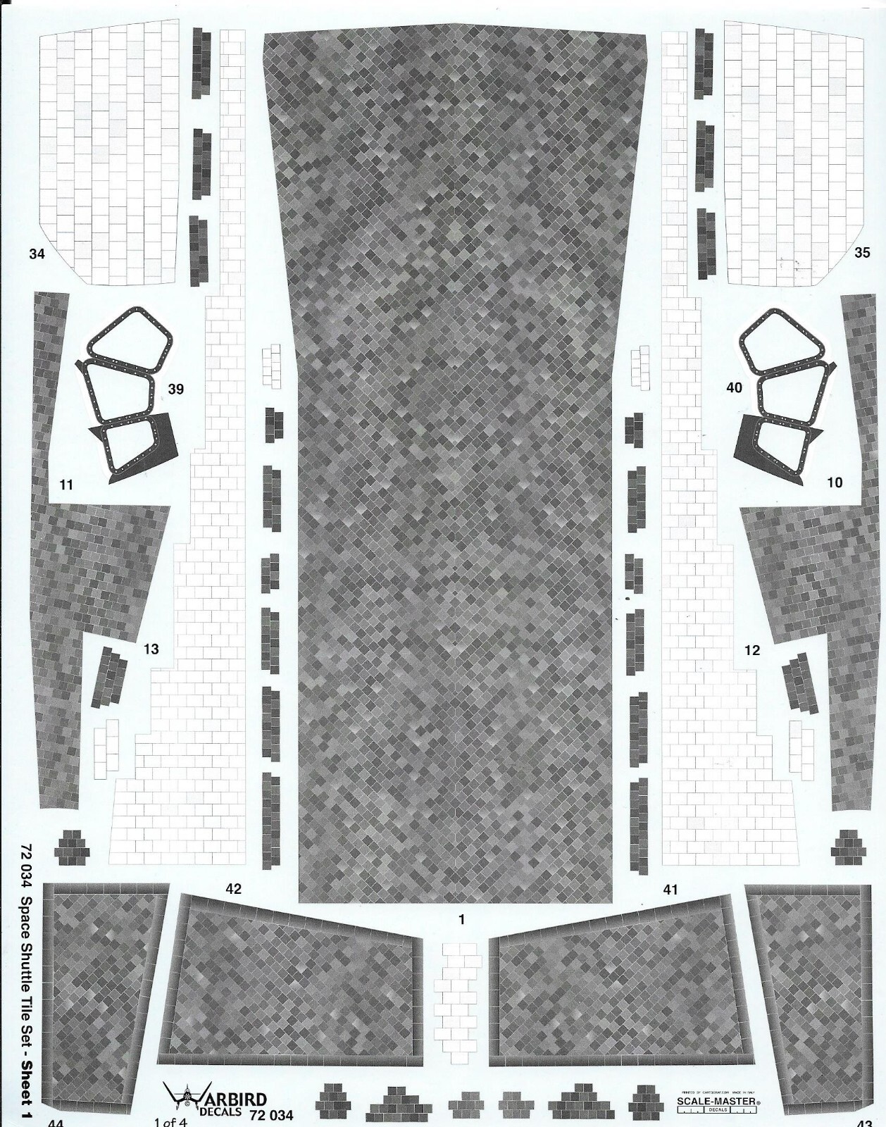 Restock!! Warbird Space Shuttle Tile Details, Decals 1/72 034 For Monogram Kit