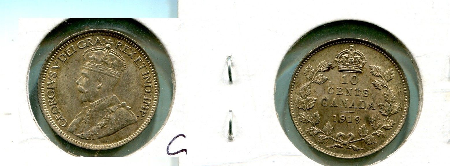 CANADA 1919 SILVER DIME COIN AU 5210T