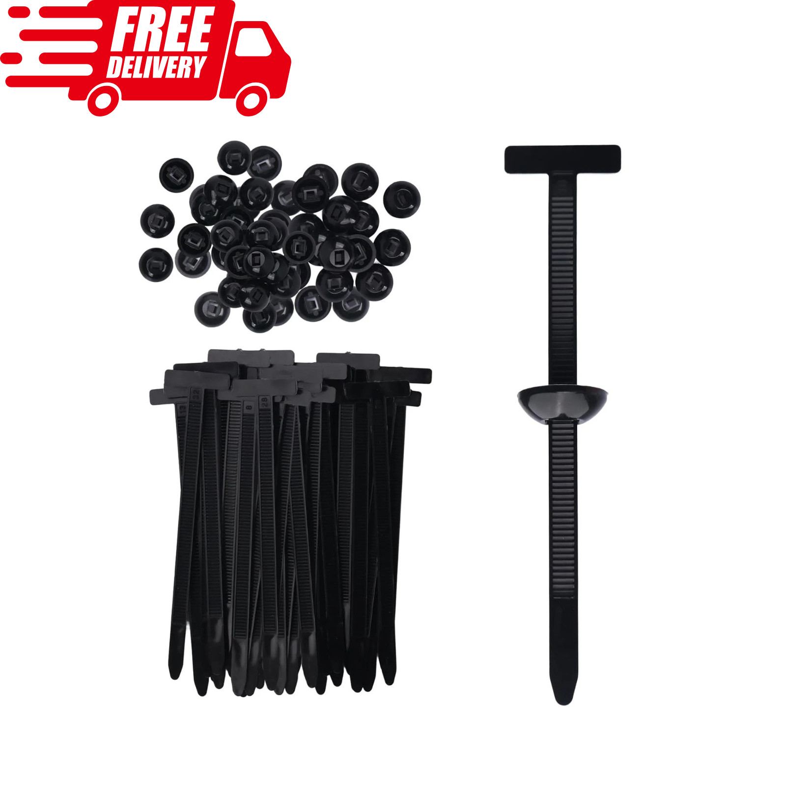 100 Pcs Nylon Universal Cable Tie Buckle for Car - Self-Locking and Easy Install