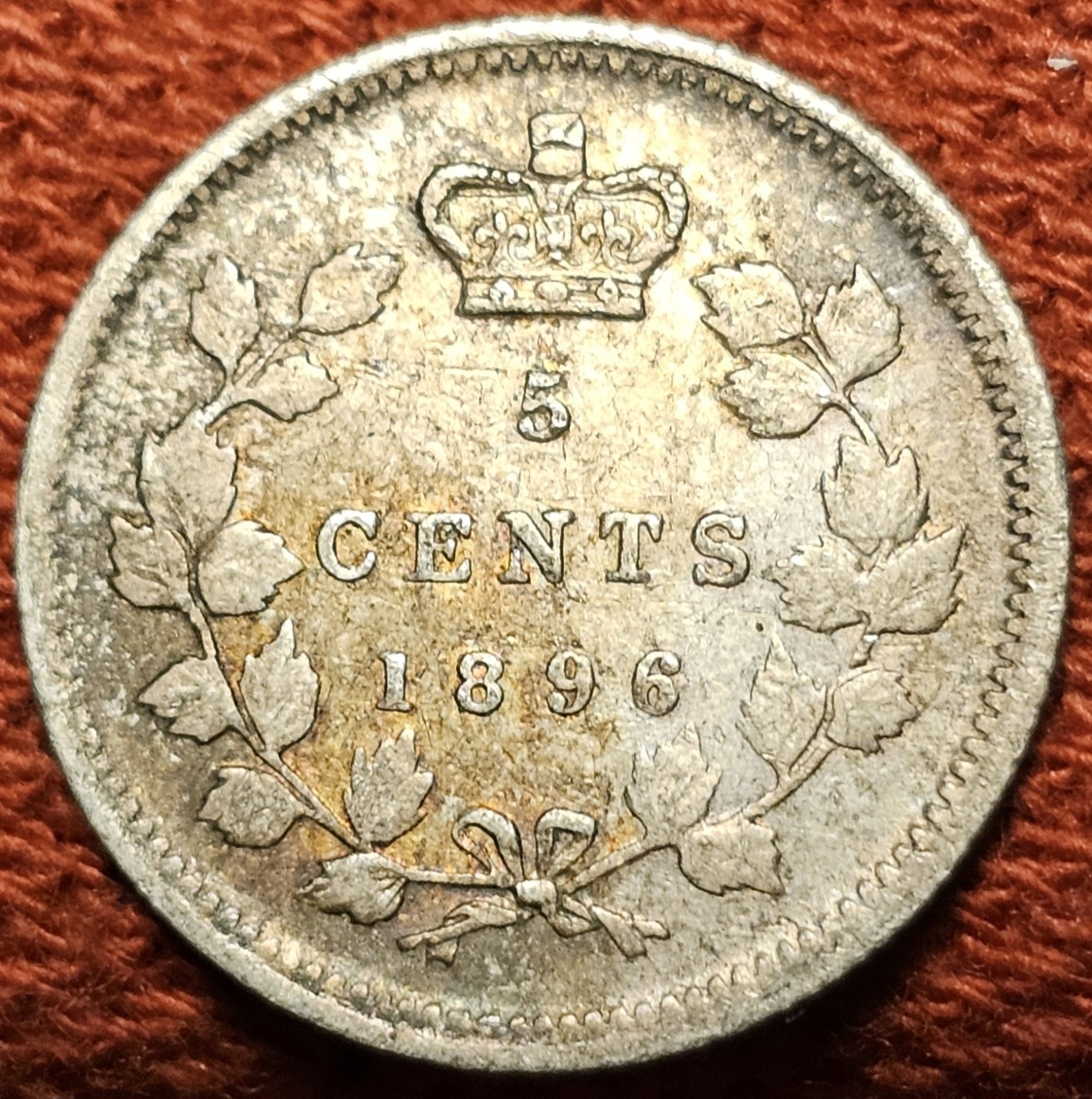 1896 Canada 5 Cents Silver Coin