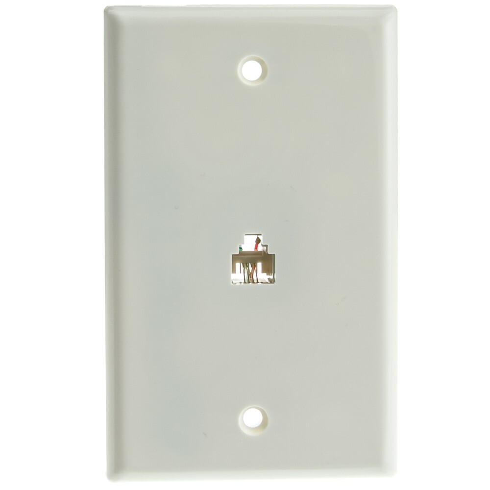 2 Line Telephone Wall Plate White RJ11 4 Conductor Phone wall plate  300-204WH