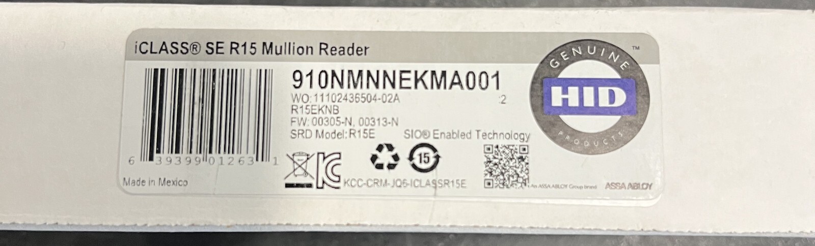 910NMNNEKMA001 HID iCLASS Mullion Reader SE R15 New RP15EKNB Smart Card SIO