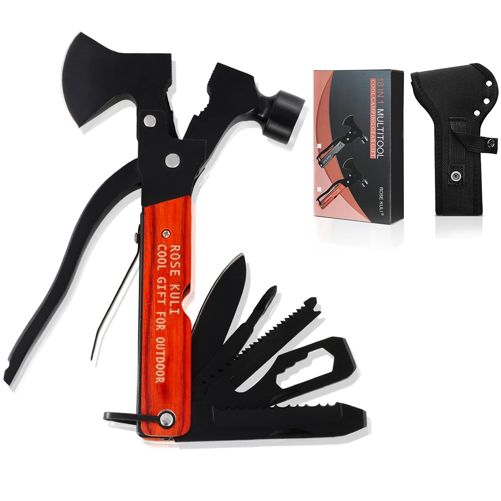 Rose Kuli 18 in 1 Multitool Camping Axe Hatchet Gift for Men Women - Axe-2