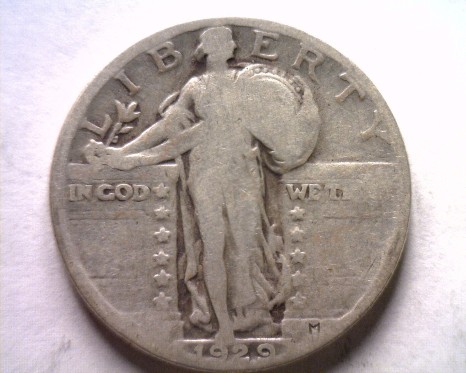 1929 STANDING LIBERTY QUARTER GOOD G CLASHED DIE OBVERSE NICE ORIGINAL COIN