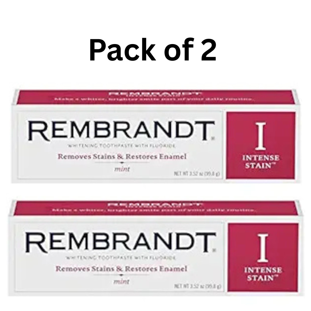 Rembrandt Intense Stain Whitening Toothpaste, Mint Flavor, 3.5-Ounce (2 Pack)