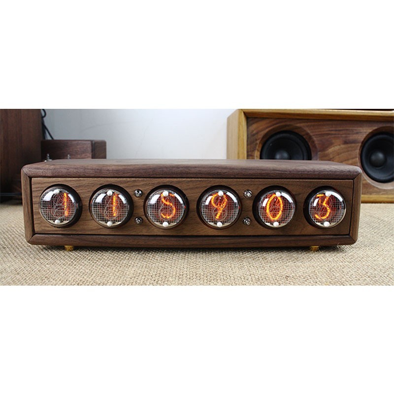 IN4 Black Walnut Glow Tube Clock 6-Bit DC5V 1A Nixie Clock Creative Desktop DIY