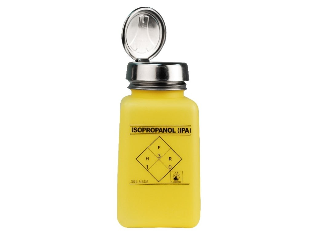 Menda 35278 - durAstatic dissipative HDPE yellow square bottle w/one-touch pump,