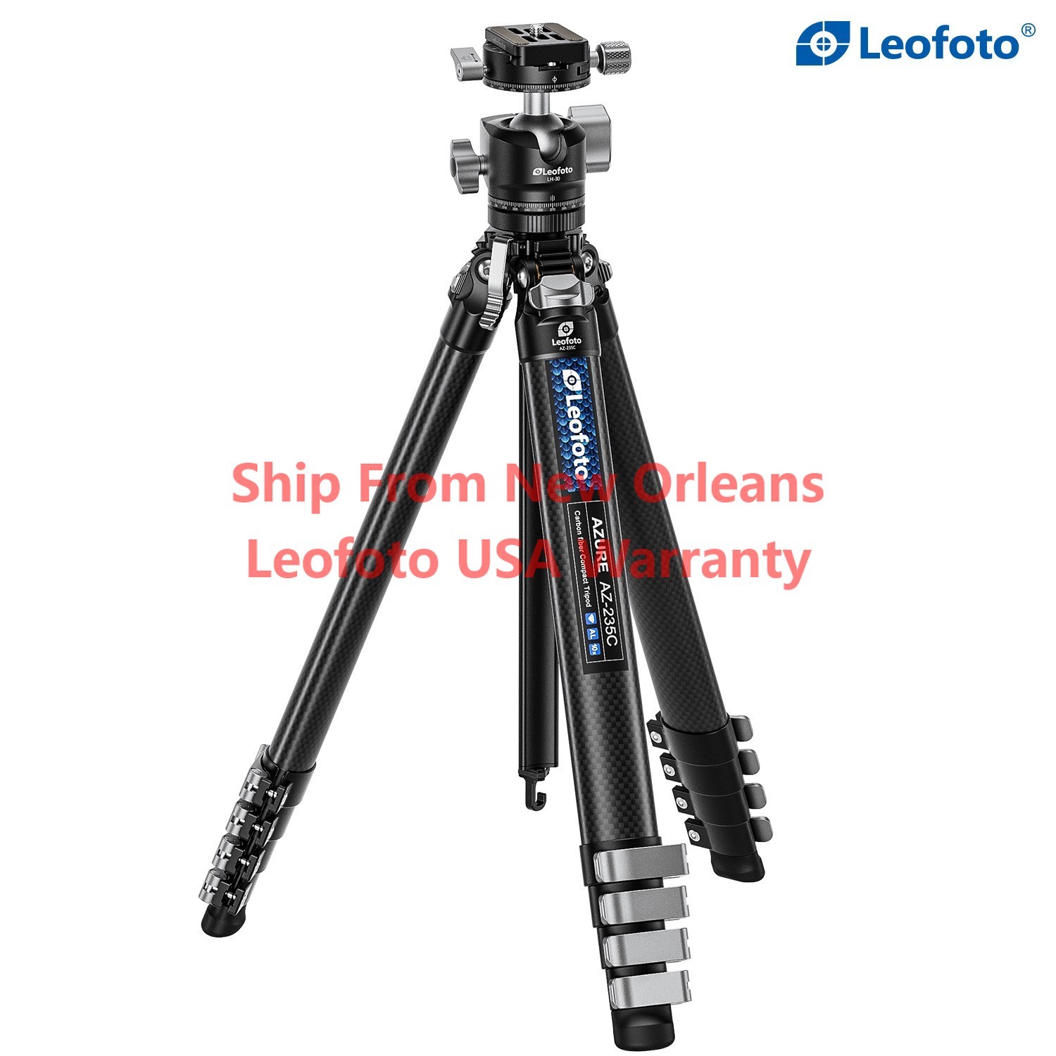 Leofoto AZ-235C+LH-30R Tripod with Ball Head Shaped Column Carbon Fiber Tripod
