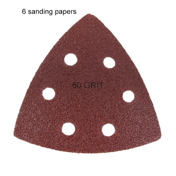 Large Triangular Size 60 Grit Hook & Loop Oscillating Sanding Sheets: 6 Pack
