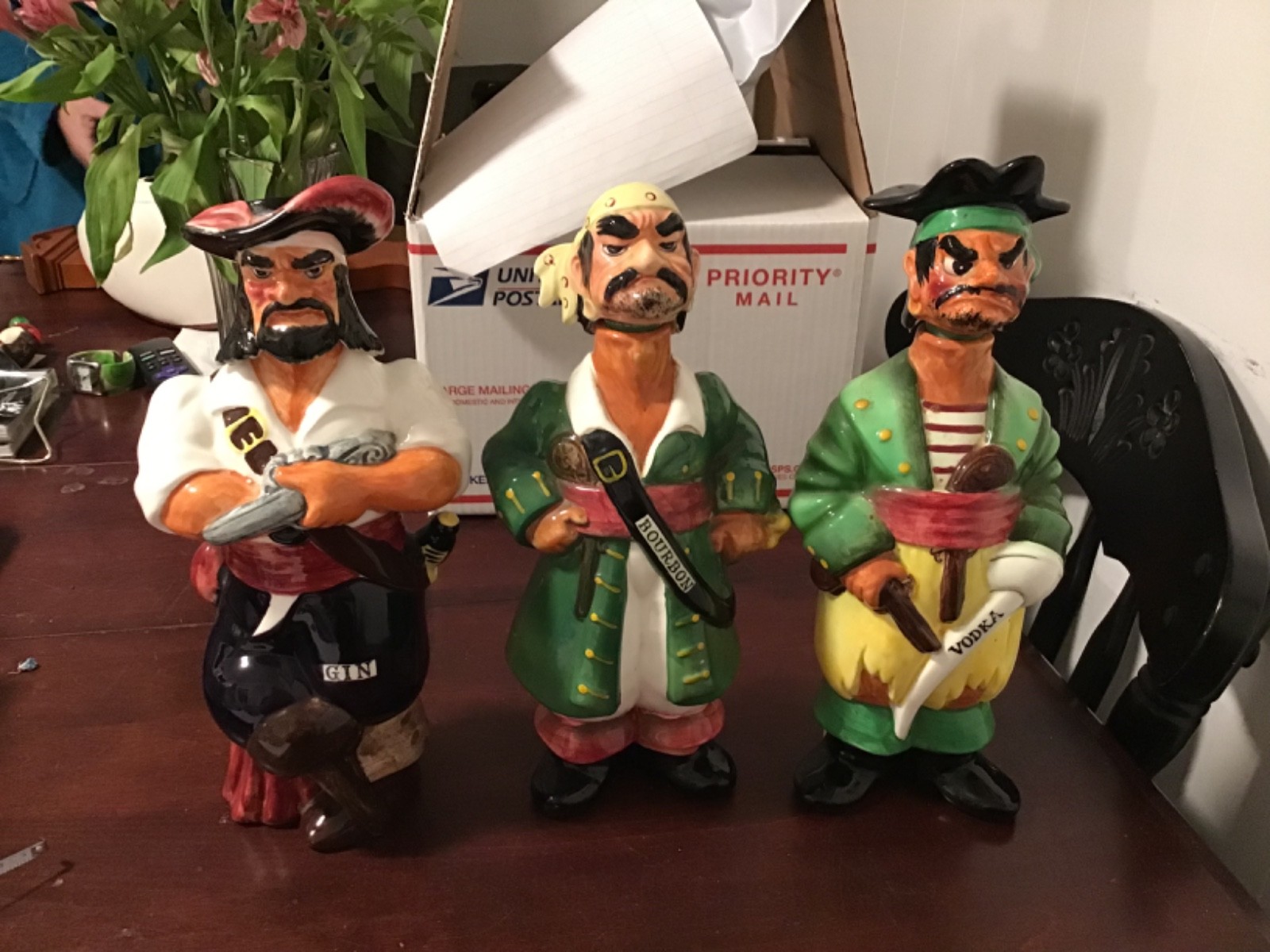 Blackbeard Gin, Borbon And Vodka Decanters