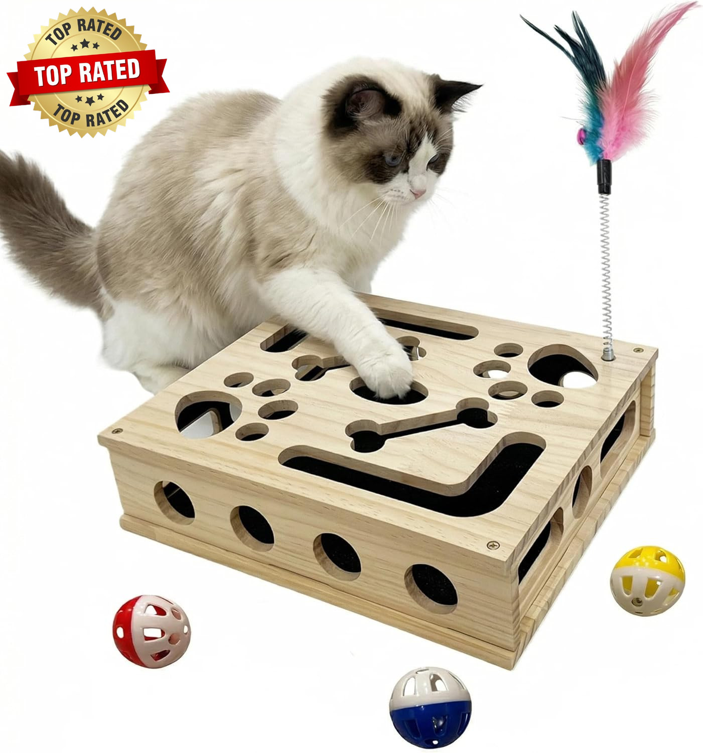 Cat Scratch Puzzle Enrichment Box, Cat Nail File Enrichment Box Sandpaper, Inter