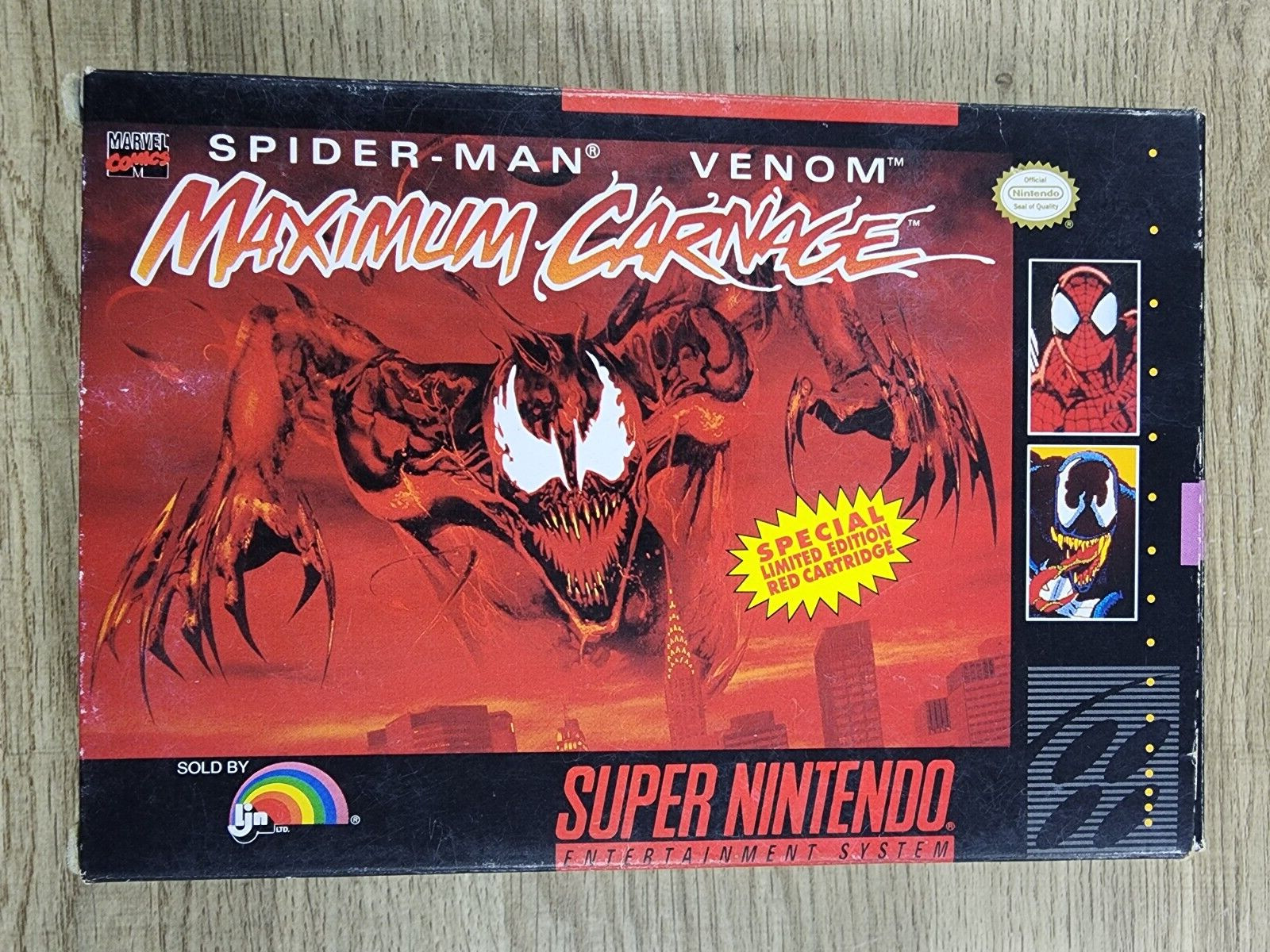 USED AUTHENTIC BOX ONLY - NO GAME - NO MANUAL - MAXIMUM CARNAGE - SNES