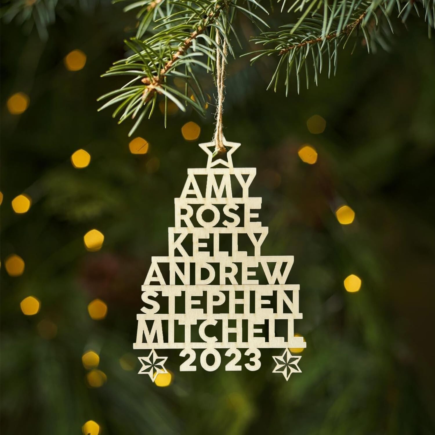 Customized Wooden Family Christmas Decoration, Holiday Tree Ornament Featuring