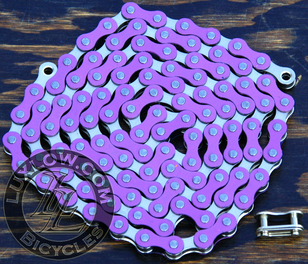Purple & Silver 2Tone Fixie Bicycle Chain 1/2x1/8" 112L Schwinn Cruiser Bike BMX