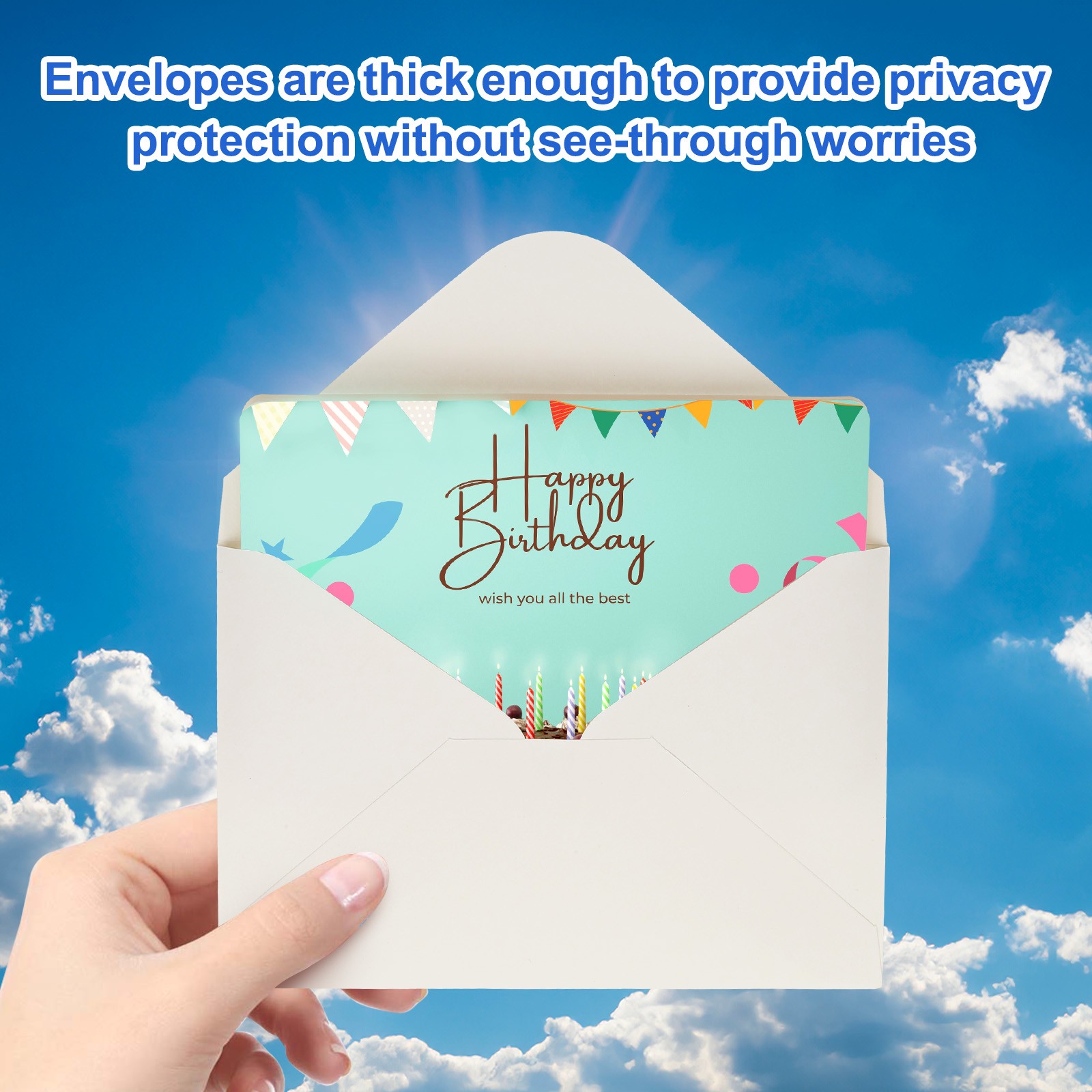 50 Set 4 x 6" Blank Multicolor Half Fold Card and Envelopes, Multicolor