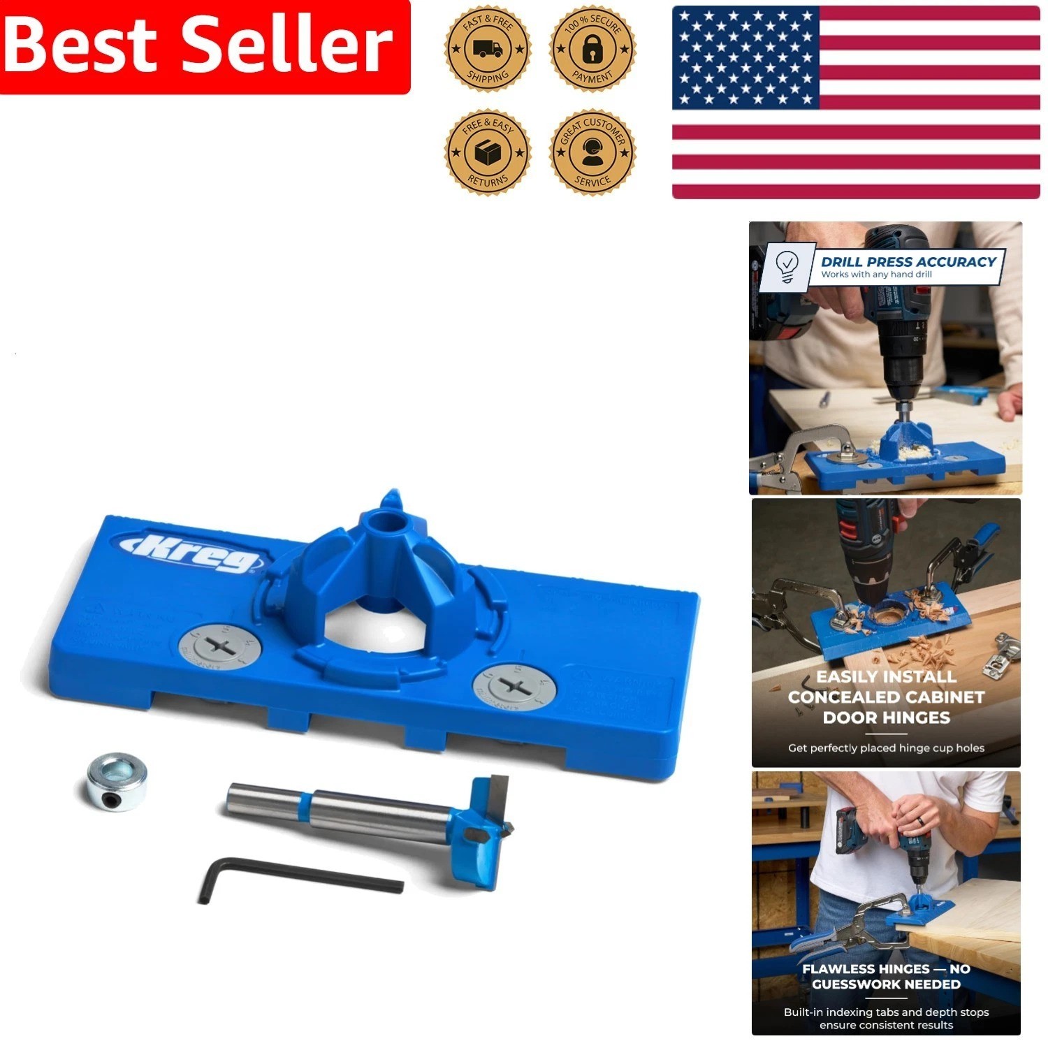 35mm Concealed Hinge Jig for Cabinet Doors - Precise Drilling Tool