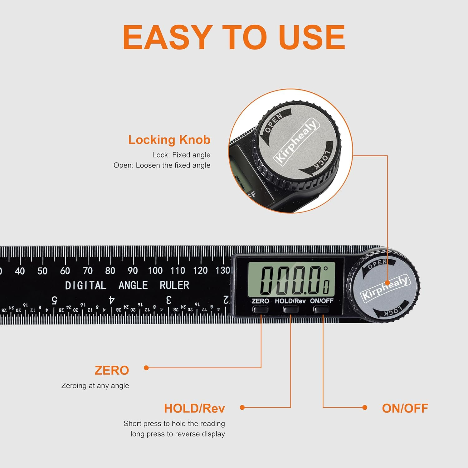Digital Angle Finder Protractor, 7Inch 200Mm Angle Gauge Professional Measuring