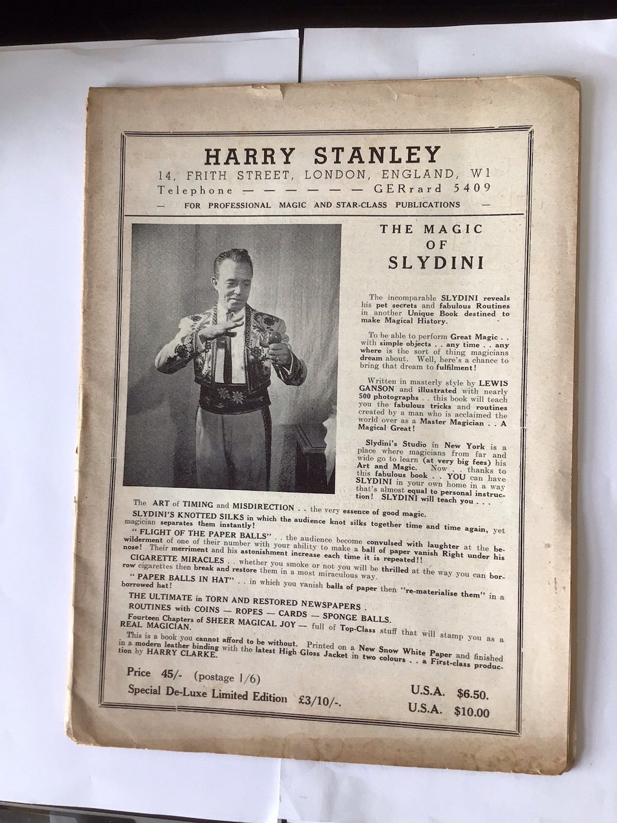 Magic Booksellers Catalogue - Harry Stanley, London c. 1957