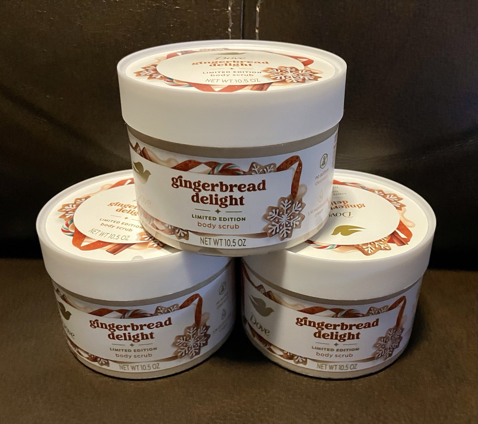 Lot 3 Dove Holiday Treats Body Scrub GINGERBREAD DELIGHT Limited Edition 10.5oz
