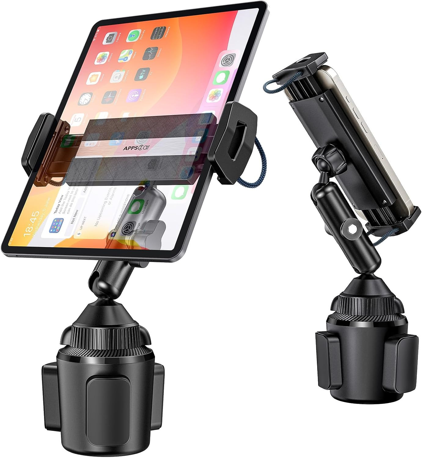Ipad Cup Holder Mount, Adjustable Alloy Arm for Car, Tablet Mount Road Trip Esse