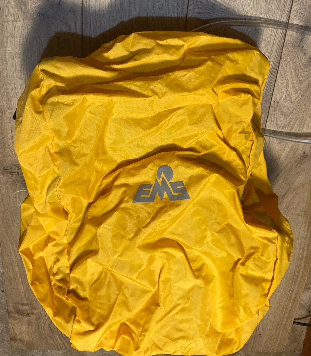 Ems Hydroplane Backpack Hiking & Water Bladder Straw With Rainfly Cover Pockets