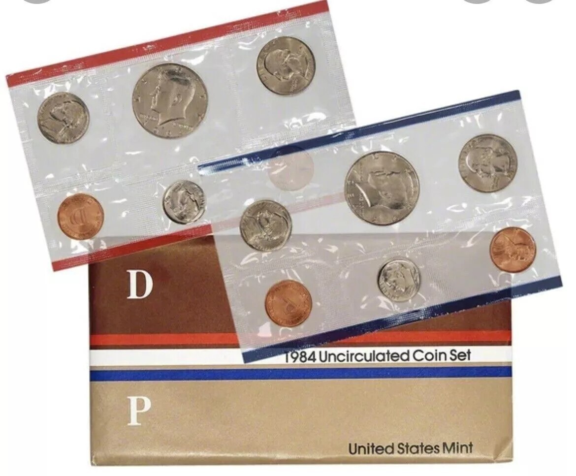1984 P&D Mint Set Brilliant Uncirculated US with Envelope & COA (10 Coin Set)