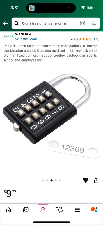 MroMax 1Pcs 10-Digit Combination Padlock Push Button Lock for Locker Gym, Case,