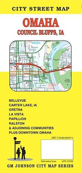 City Street Map of Omaha, Nebraska, Council Bluffs, Iowa, by GMJ Maps