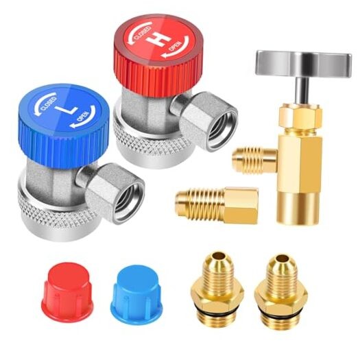 AC R134A Adjustable Quick Coupler Adapter and Refrigerant Can Tap Valve Tool
