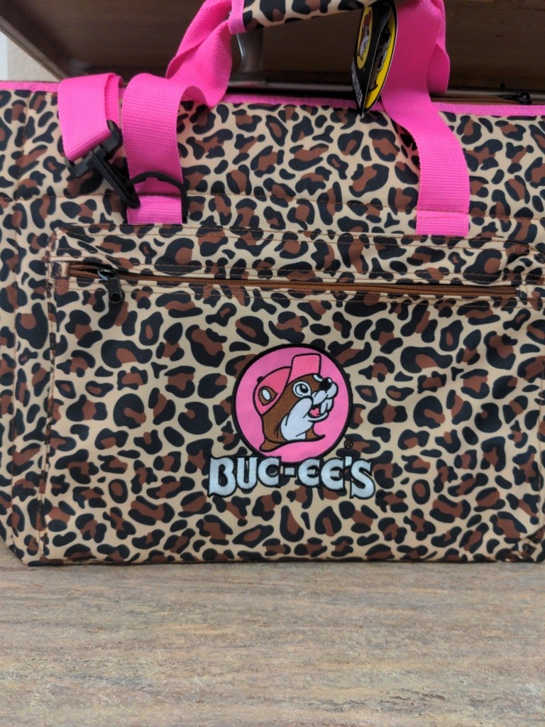 Buc-ee's Leopard Pink 24-Can Cooler Bag 600D Polyester Welded Liner Bucees
