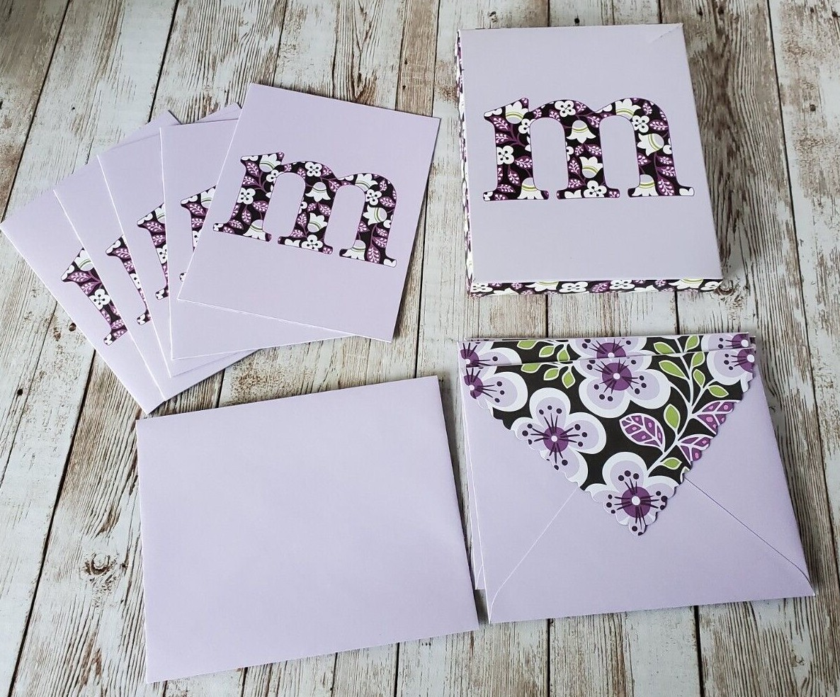 Vera Bradley "So Me!" M Plum Petals Personal Blank Notecards Envelopes 4ct READ
