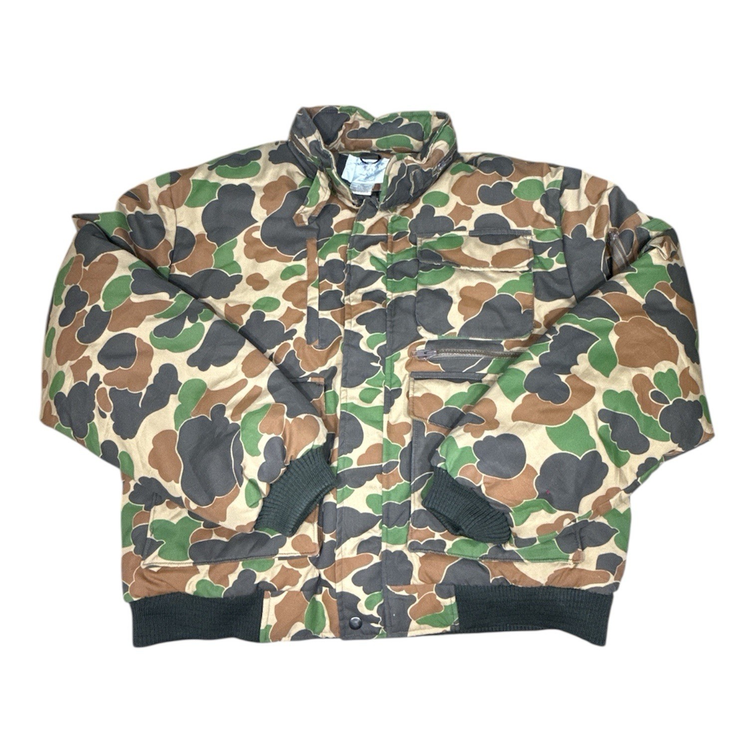 Vintage 80s Goose Down Trophy Club XL Camo Canvas Hunting jacket Packable Hood
