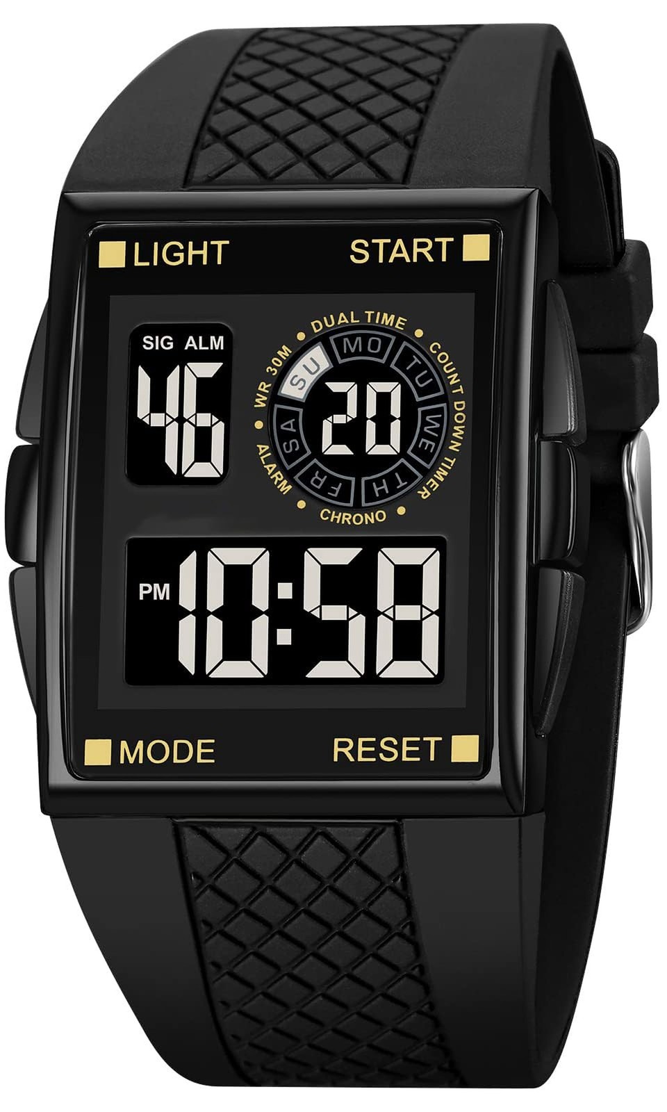 XCZAP Men's Luminous Square Digital Sports Watch Waterproof Countdown Multi-F...